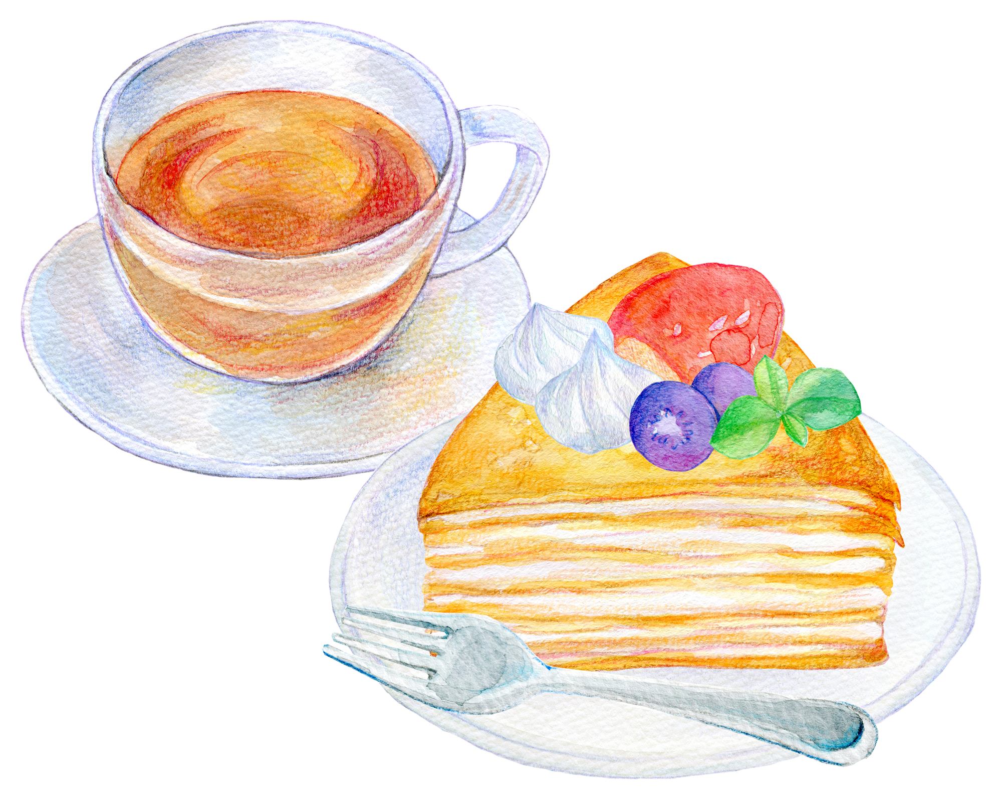 コーヒーとケーキのイラスト