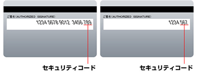 クレジットカード セキュリティコードがカード裏面に印字されている場合